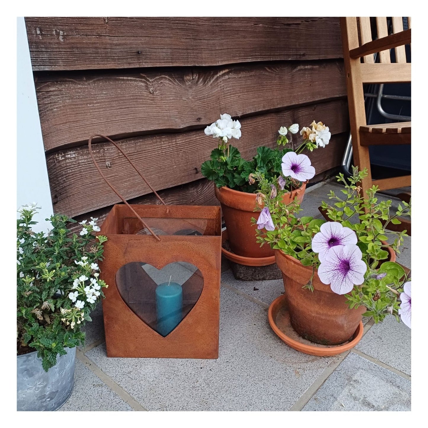 Lanterne coeur avec parois en verre