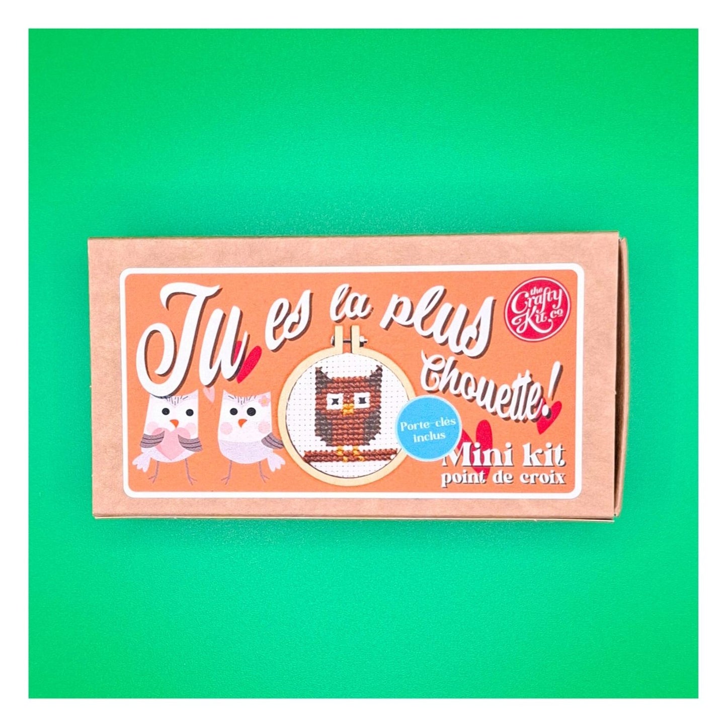 Mini kit point de croix – Tu es la plus chouette ! (porte-clés inclus) 🦉