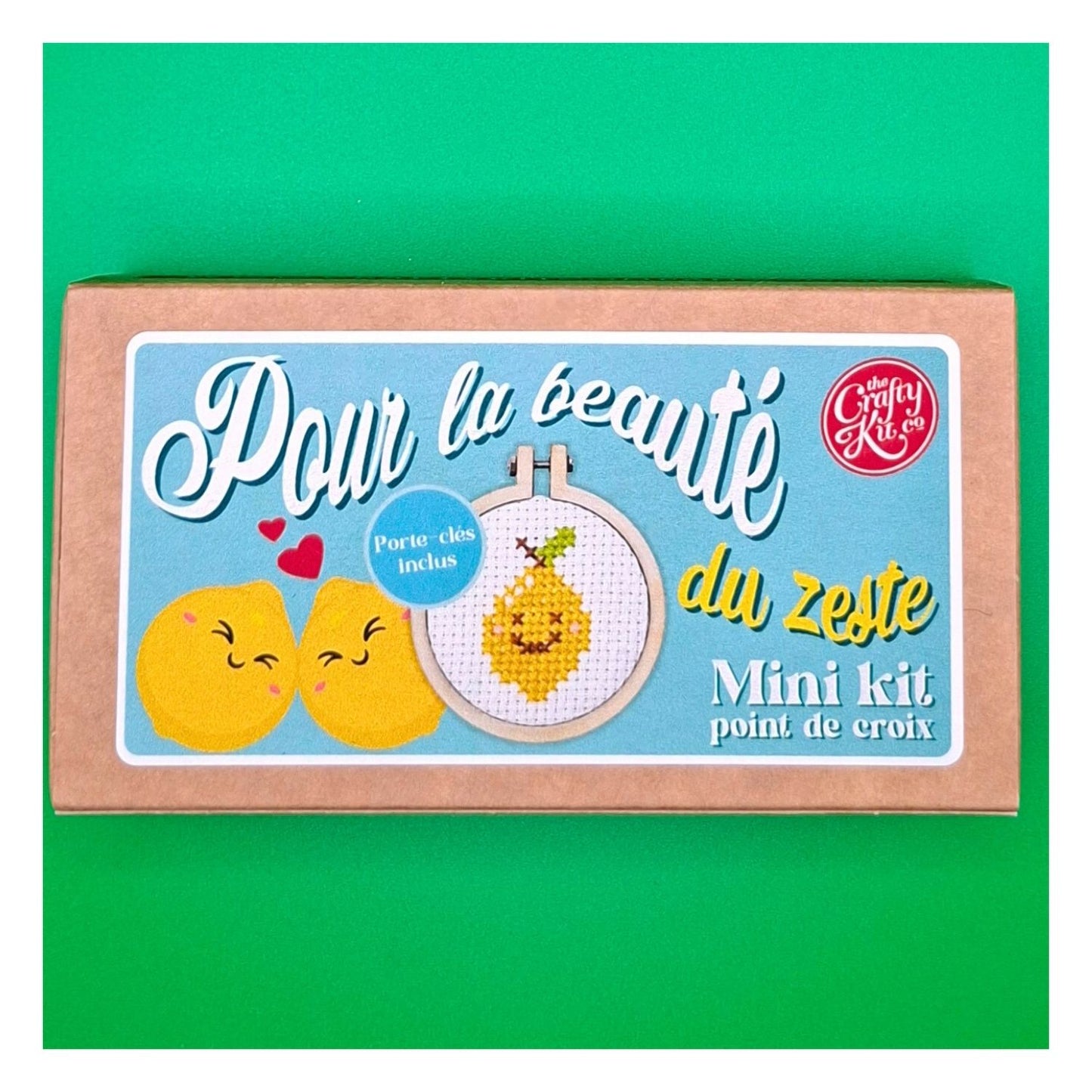 Mini kit point de croix – Pour la beauté du zeste (porte-clés inclus) 🍋