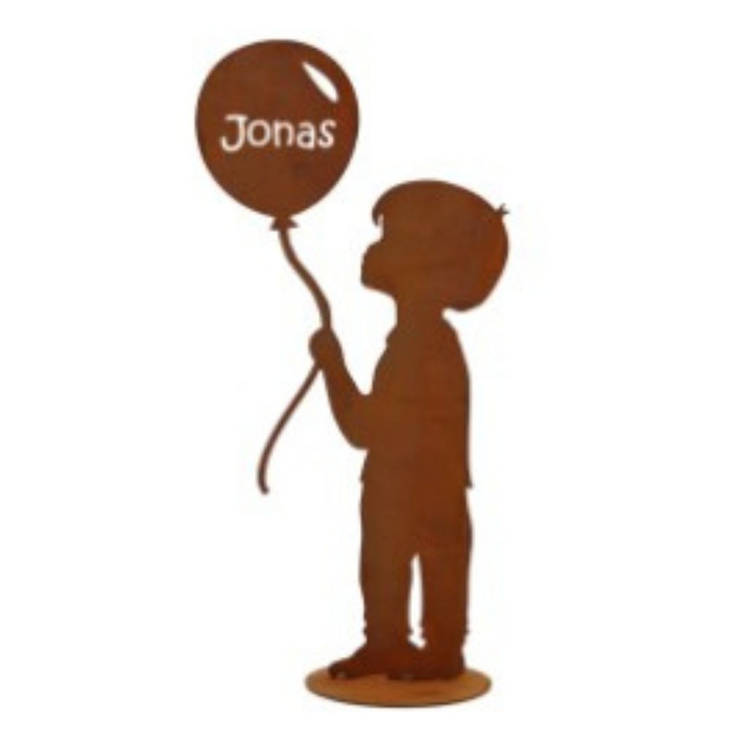 Silhouette personnalisée "garçon au ballon" – acier corten