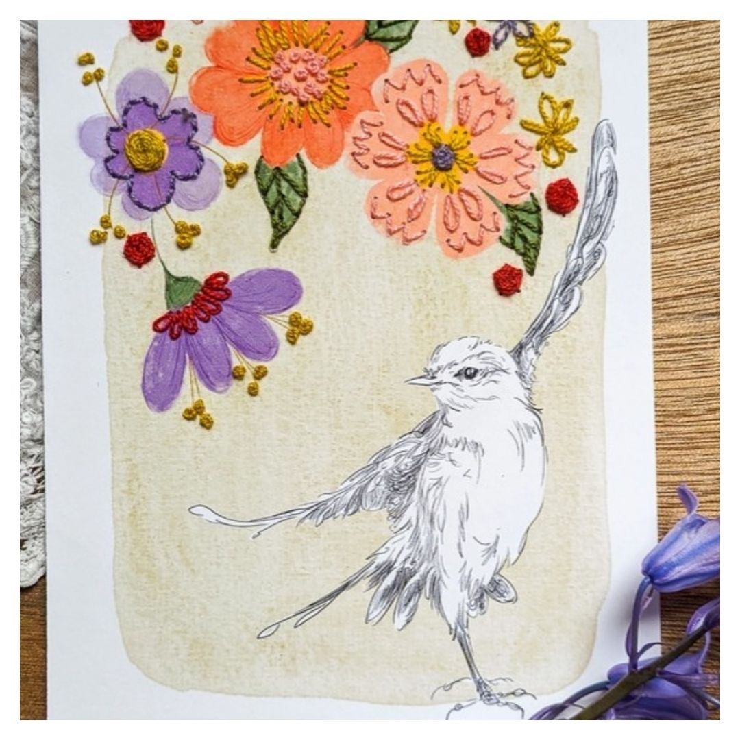 Carte à broder - Fauvette