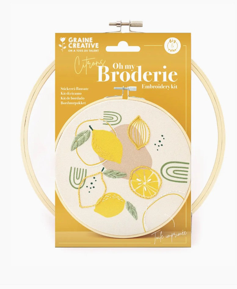 Kit Broderie Partielle Citron – Ø 20 cm