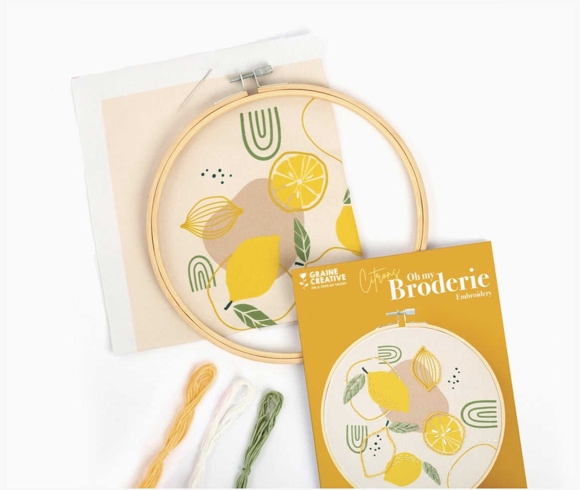 Kit Broderie Partielle Citron – Ø 20 cm