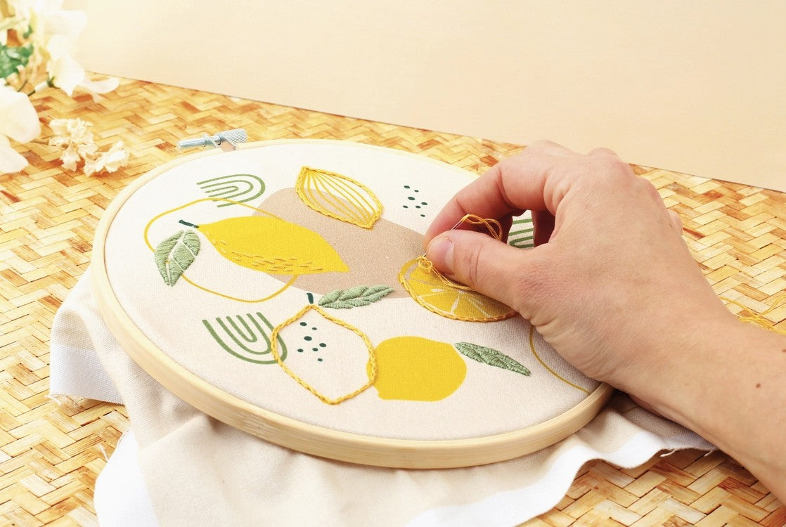Kit Broderie Partielle Citron – Ø 20 cm
