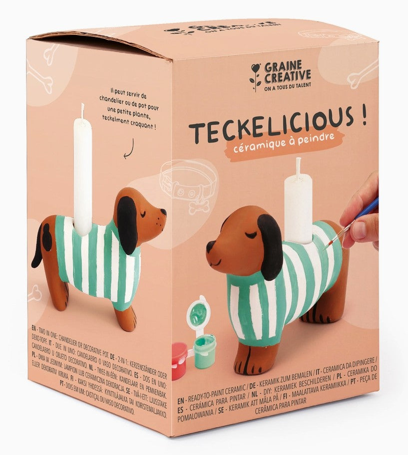 Kit Céramique à Peindre – Teckel Porte-Bougie