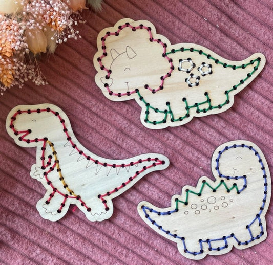 Kit de Broderie sur bois – Lot de 3 dinosaures
