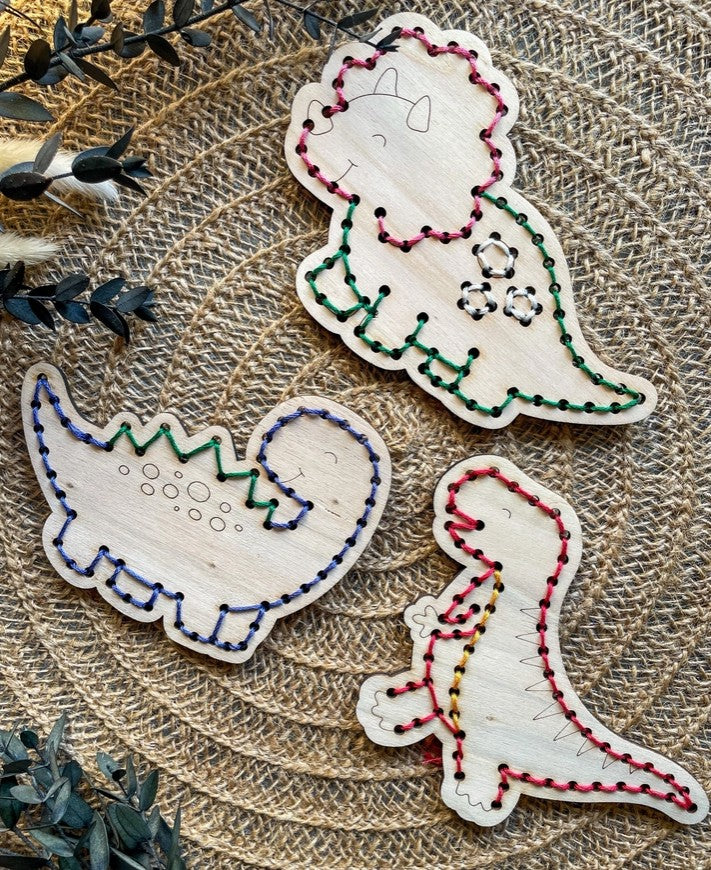 Kit de Broderie sur bois – Lot de 3 dinosaures