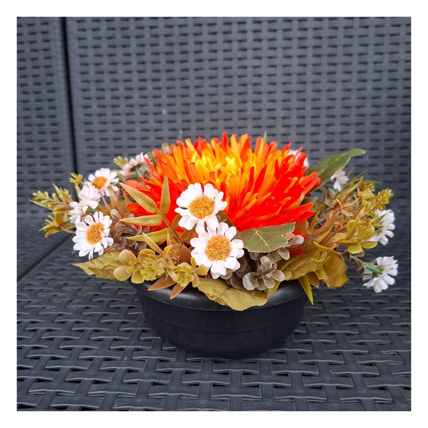 Composition florale chrysanthème orange