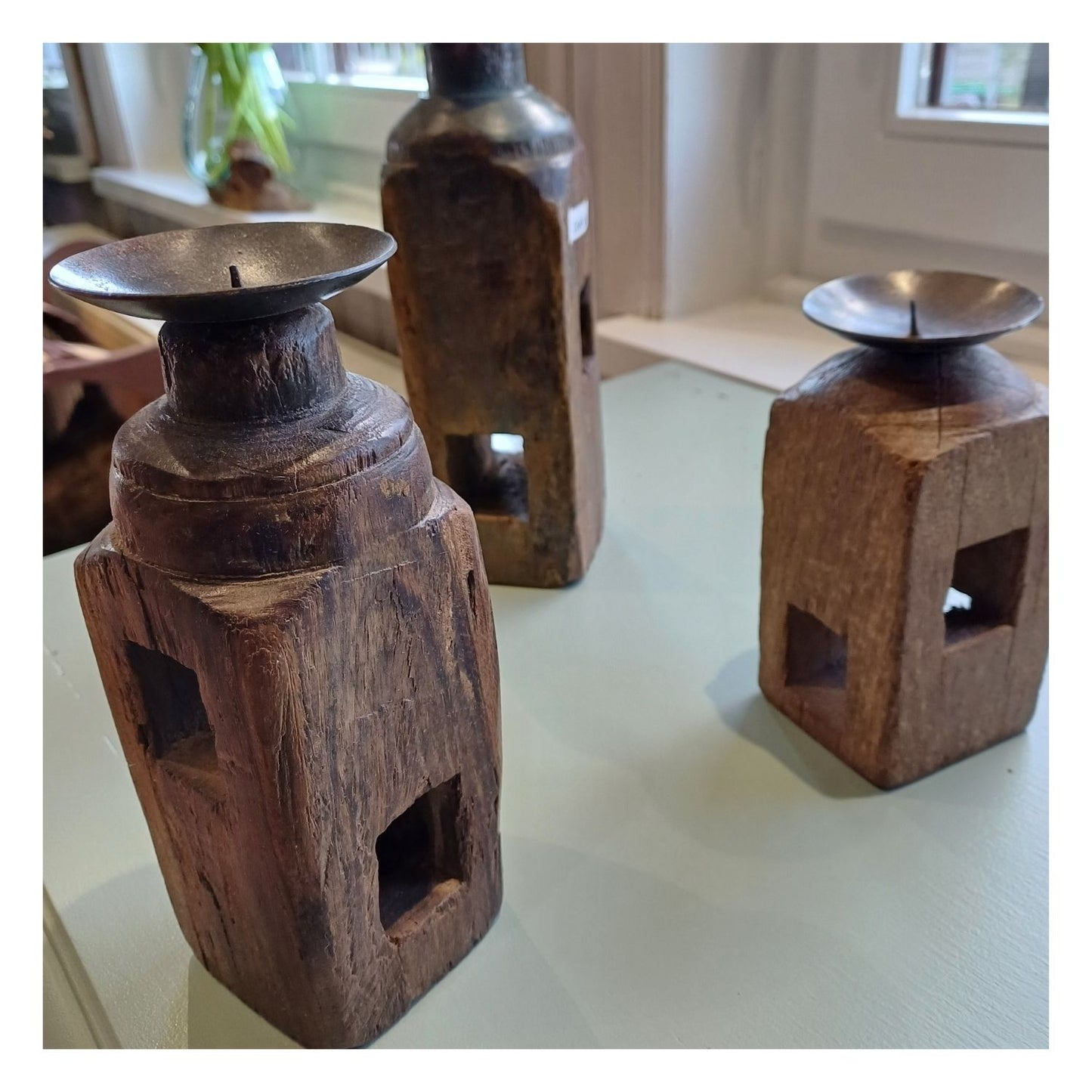 Bougeoirs en bois recyclé