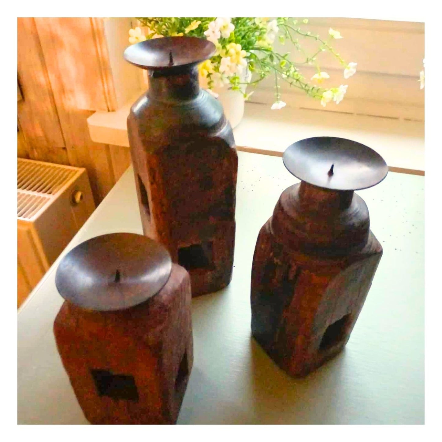 Bougeoirs en bois recyclé