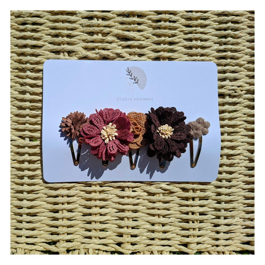 Pince à cheveux fleurie- Couleur d'automne