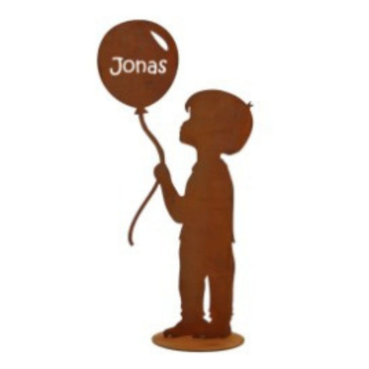 Silhouette personnalisée "garçon au ballon" – acier corten