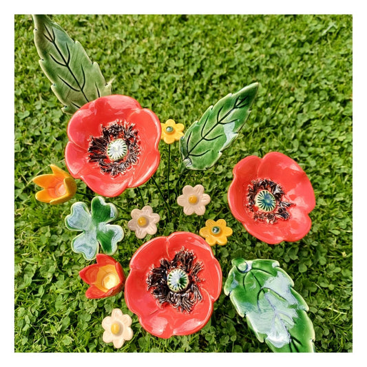 Fleur en céramique - grand coquelicot
