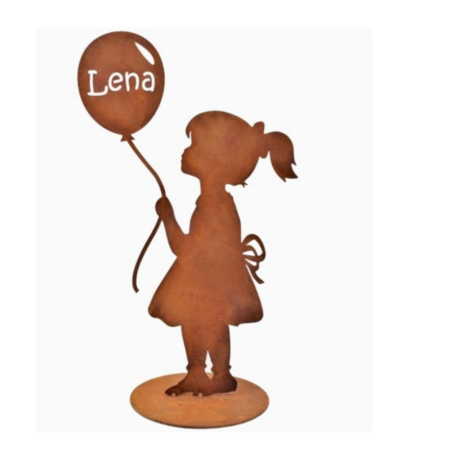 Silhouette personnalisée "fille au ballon" – acier corten