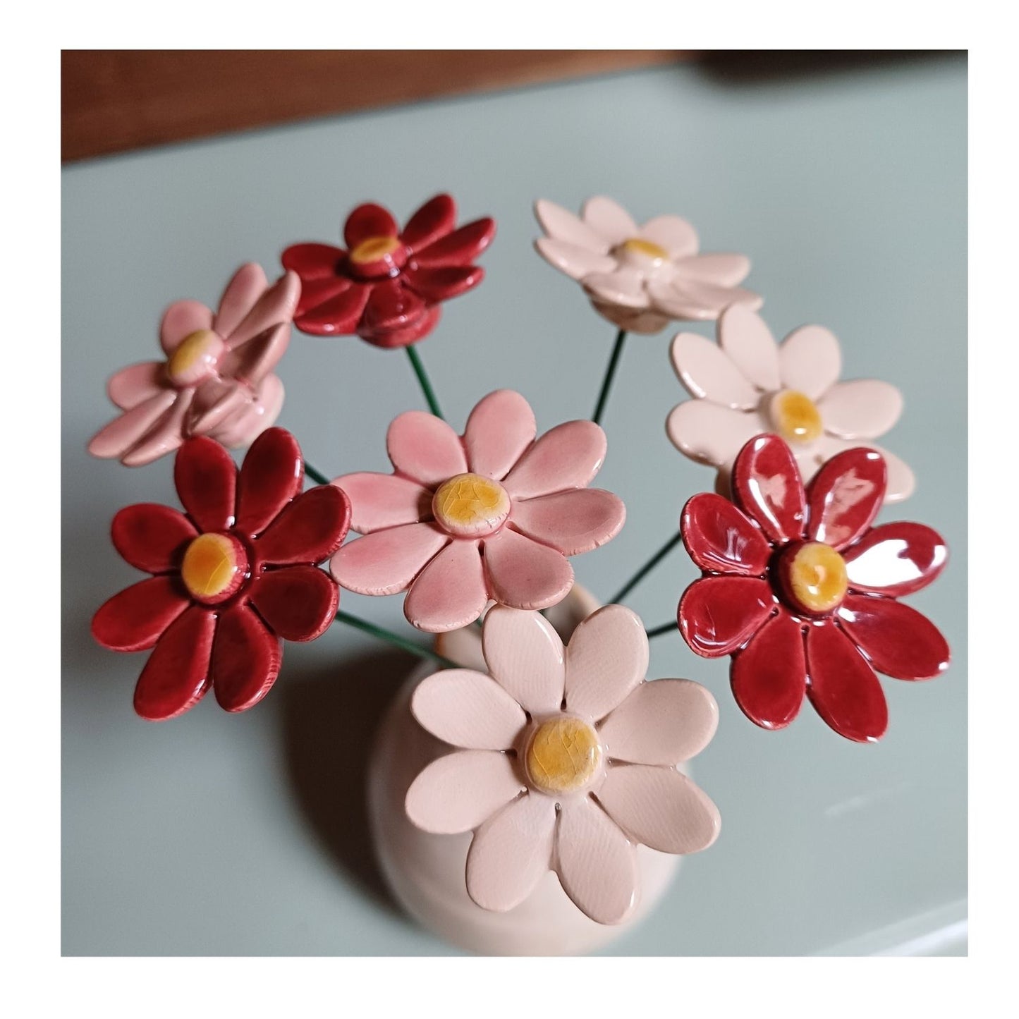 Fleur en céramique - bouquet de marguerites