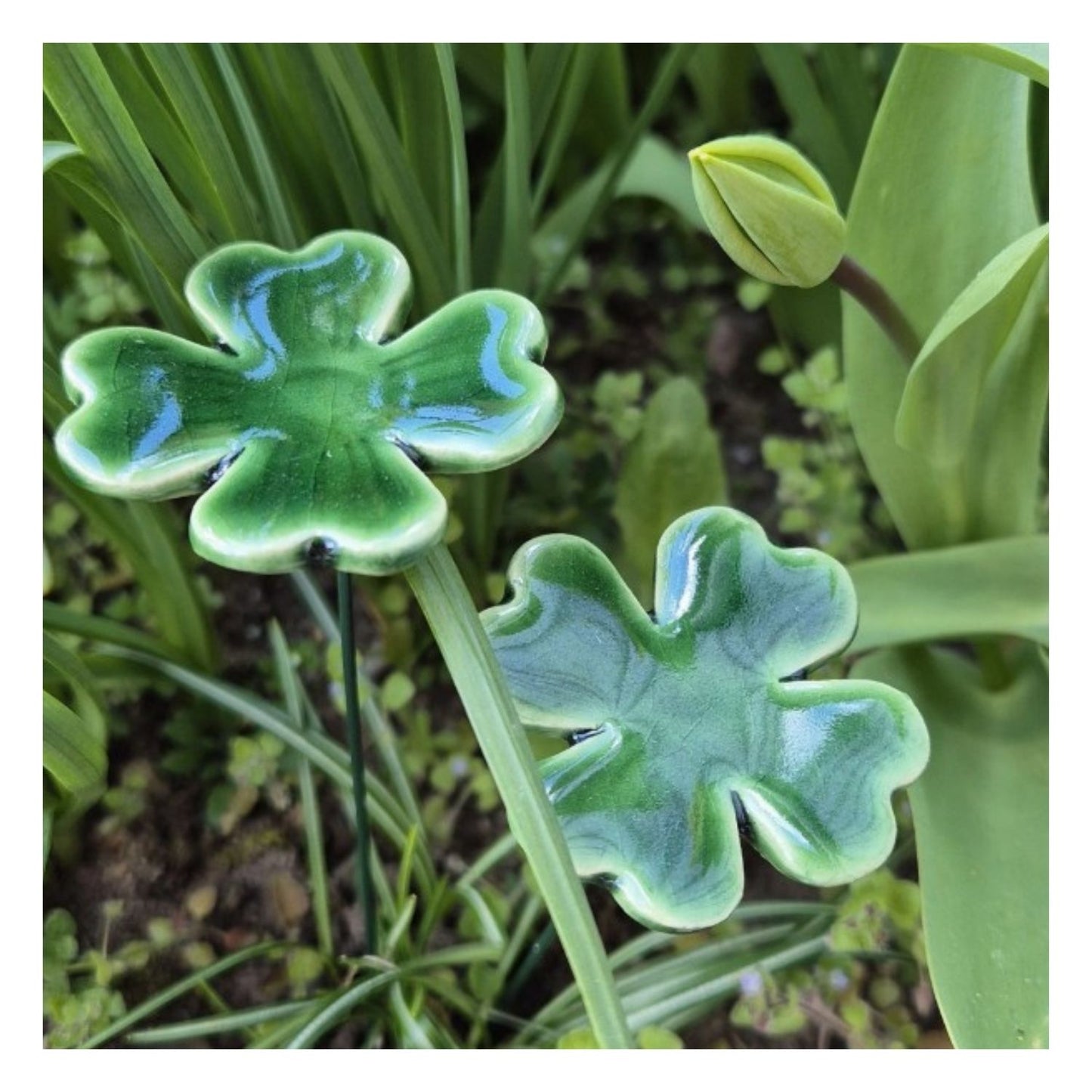 Fleur en céramique - Trèfle porte-bonheur