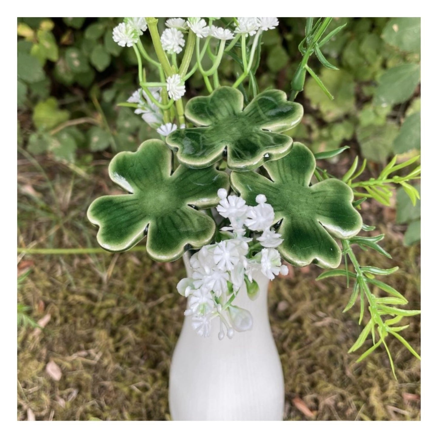 Fleur en céramique - Trèfle porte-bonheur