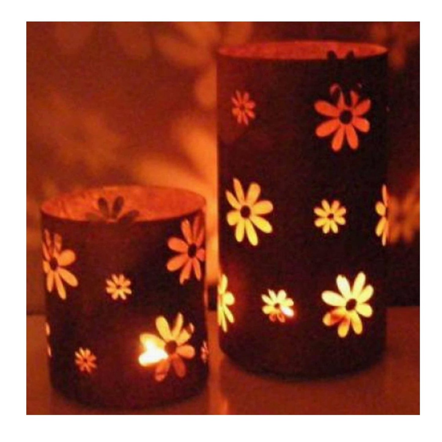 Lanterne à fleurs - métal rouillé - 35 cm de haut