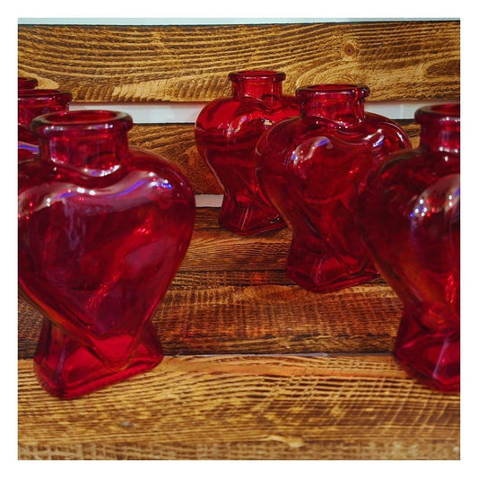 Soliflore cœur en verre rouge