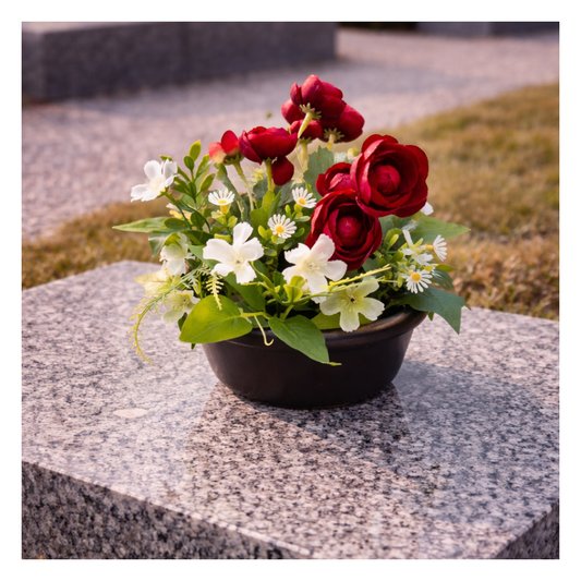 Composition florale “Éclat Rouge” – fleurs artificielles élégantes