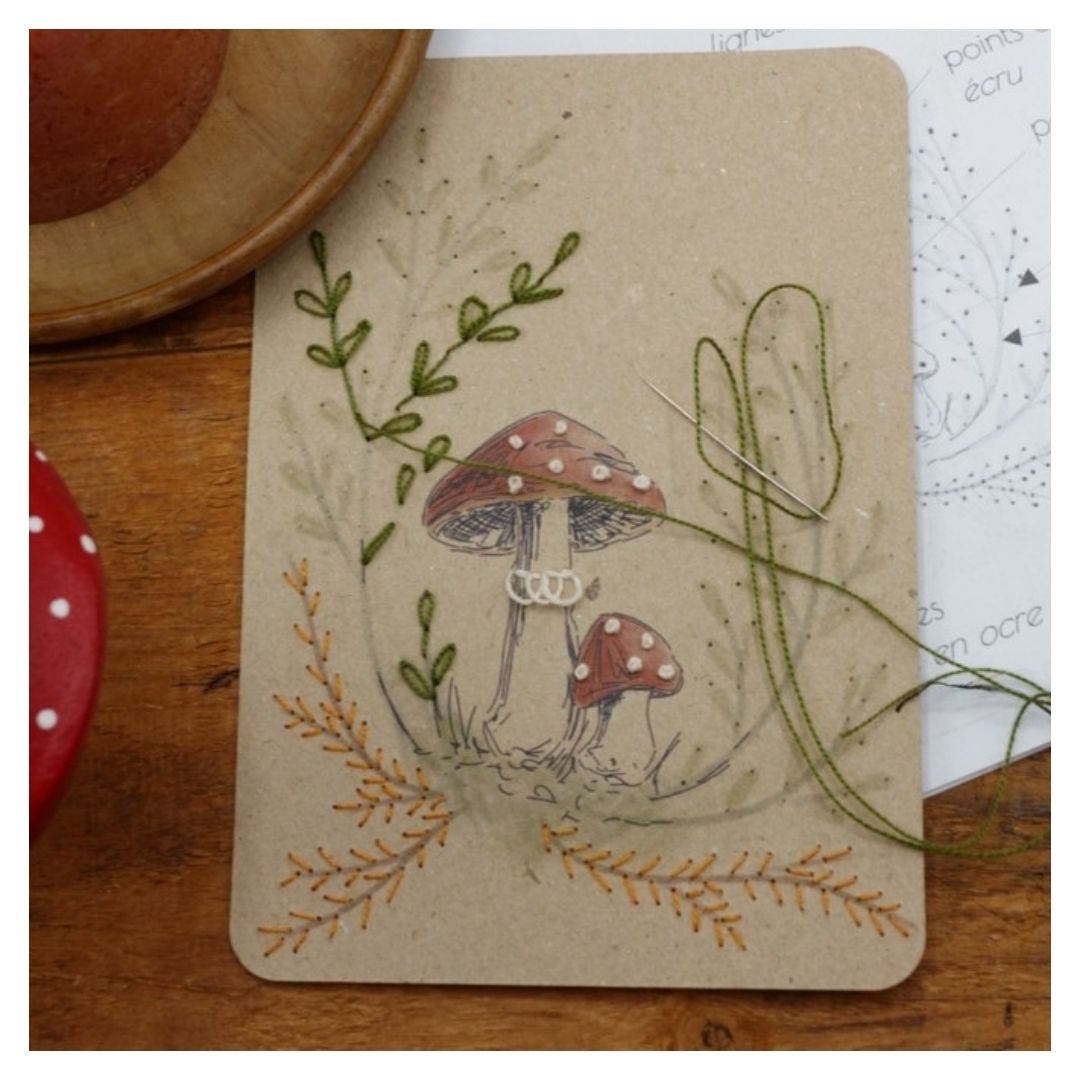 3 cartes à broder - Automne en forêt