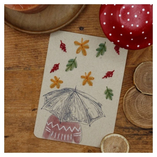 3 cartes à broder - Automne en forêt