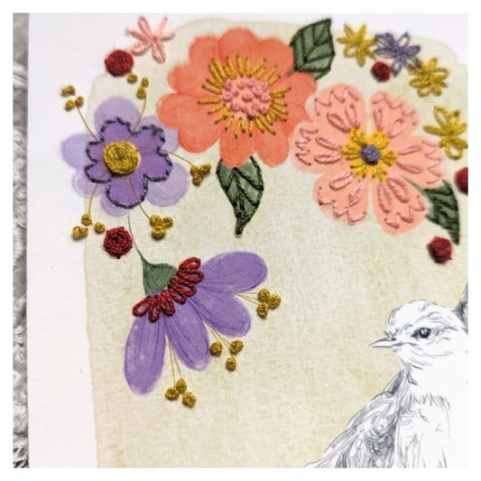 Carte à broder - Fauvette