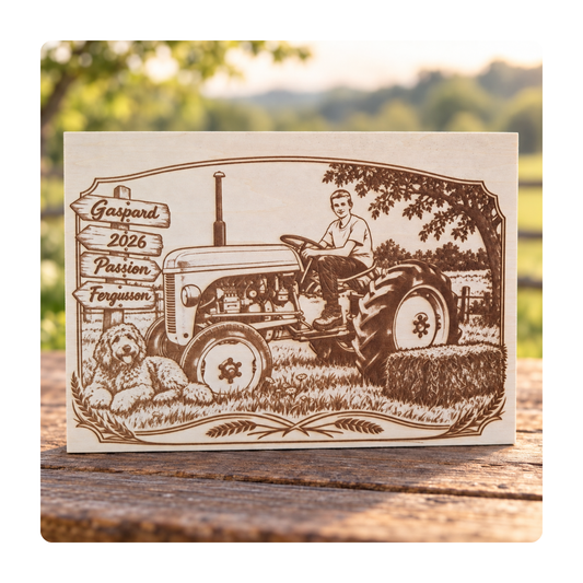 Gravure personnalisée sur bois – Format A4